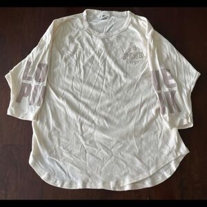 PINK 3/4 Sleeve Cream Two-Tone Top